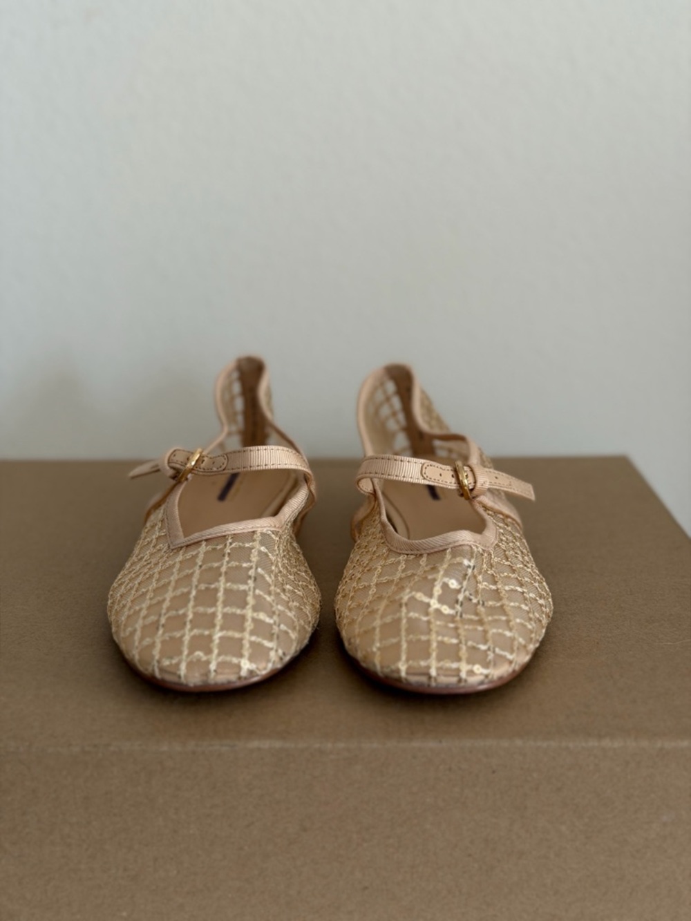J.Crew Sequin Plaid Mary Jane Flats in Gold Sequin, Size 7 - Picture 7 of 9
